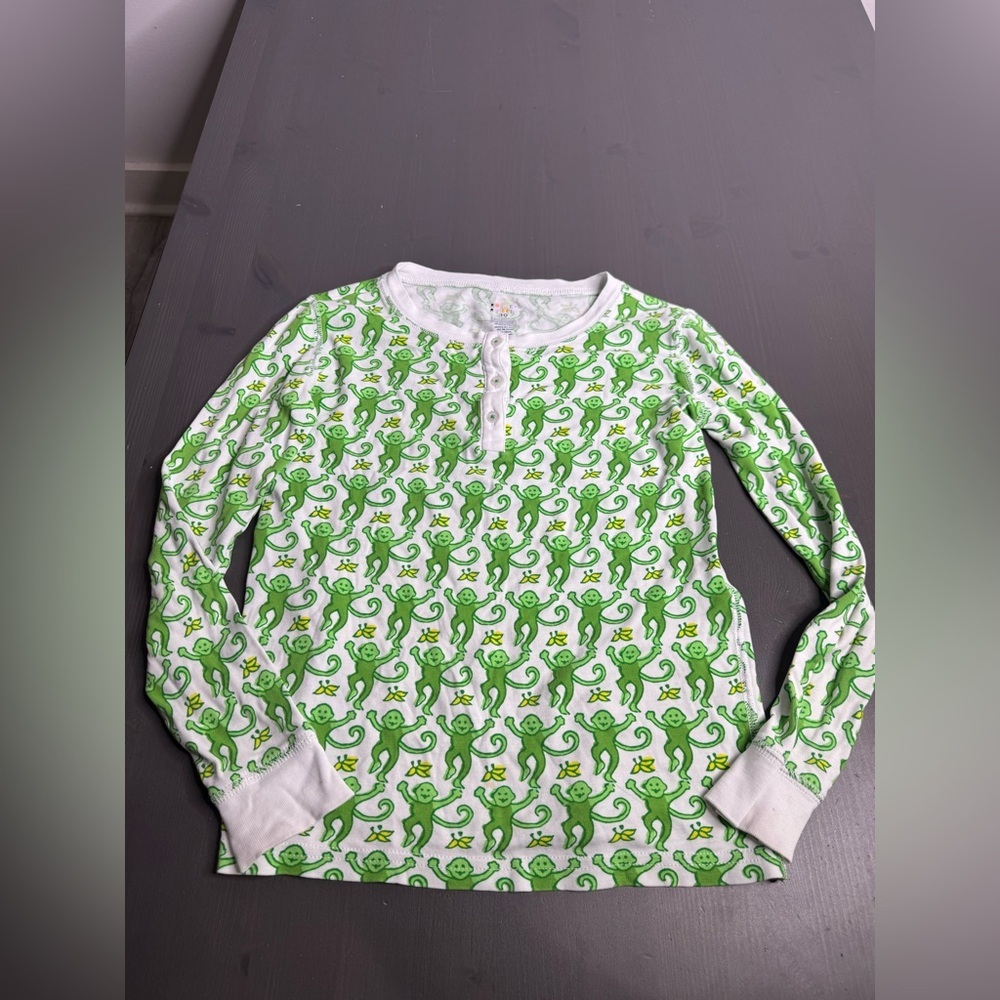 Roller Rabbit kids cozy monkey pajamas Emerald green Top - Picture 3 of 6